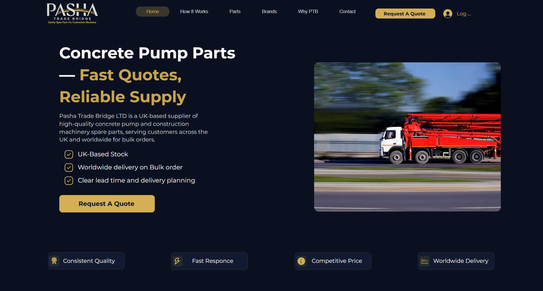 Screenshot of the Pasha Trade Bridge website built by Misevaro